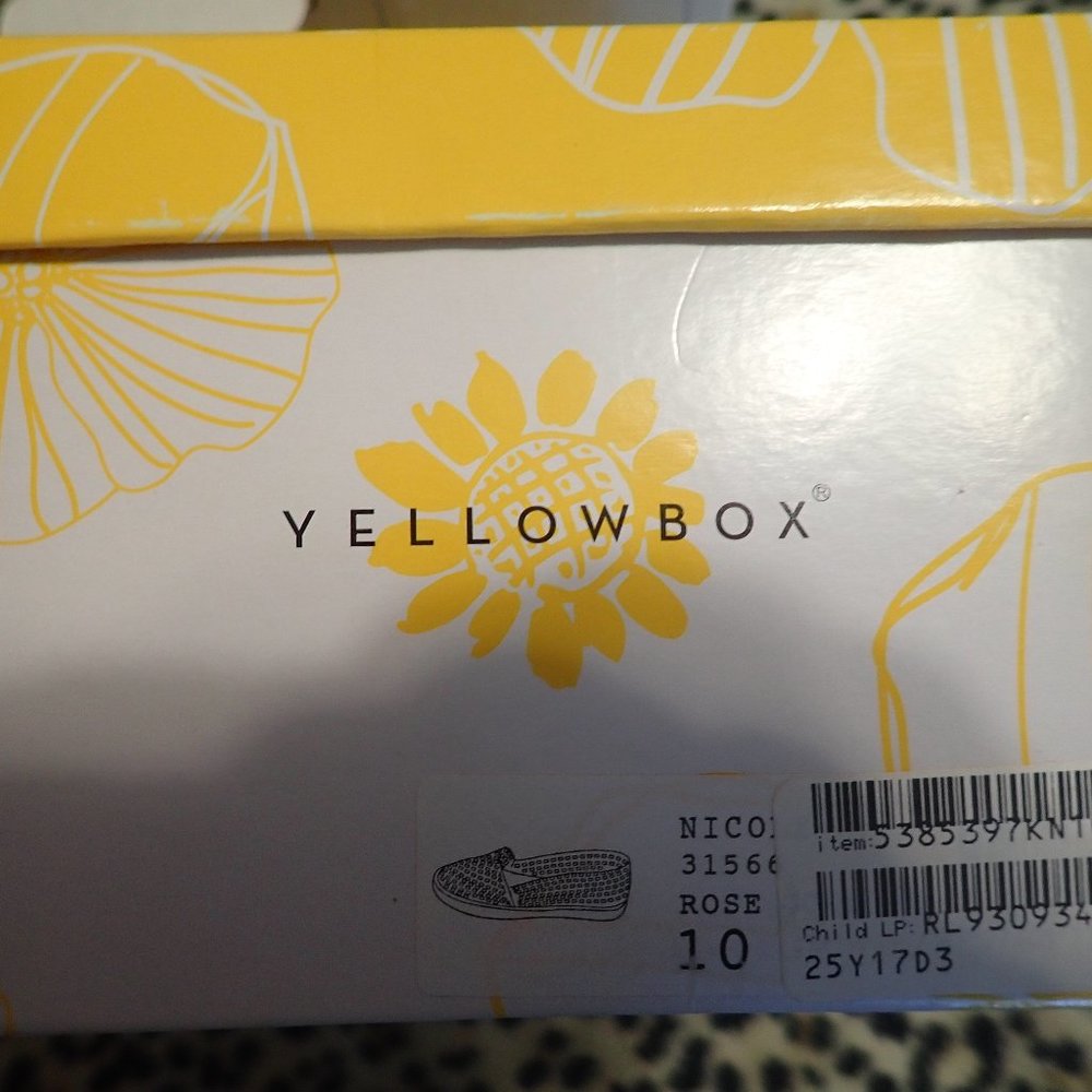 Yellow box gold embellished flat sandal  nib  10